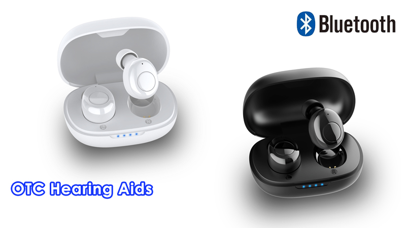Mini Bluetooth Rechargeable Hearing Aids OTC For Both Ears Adjustable Volume