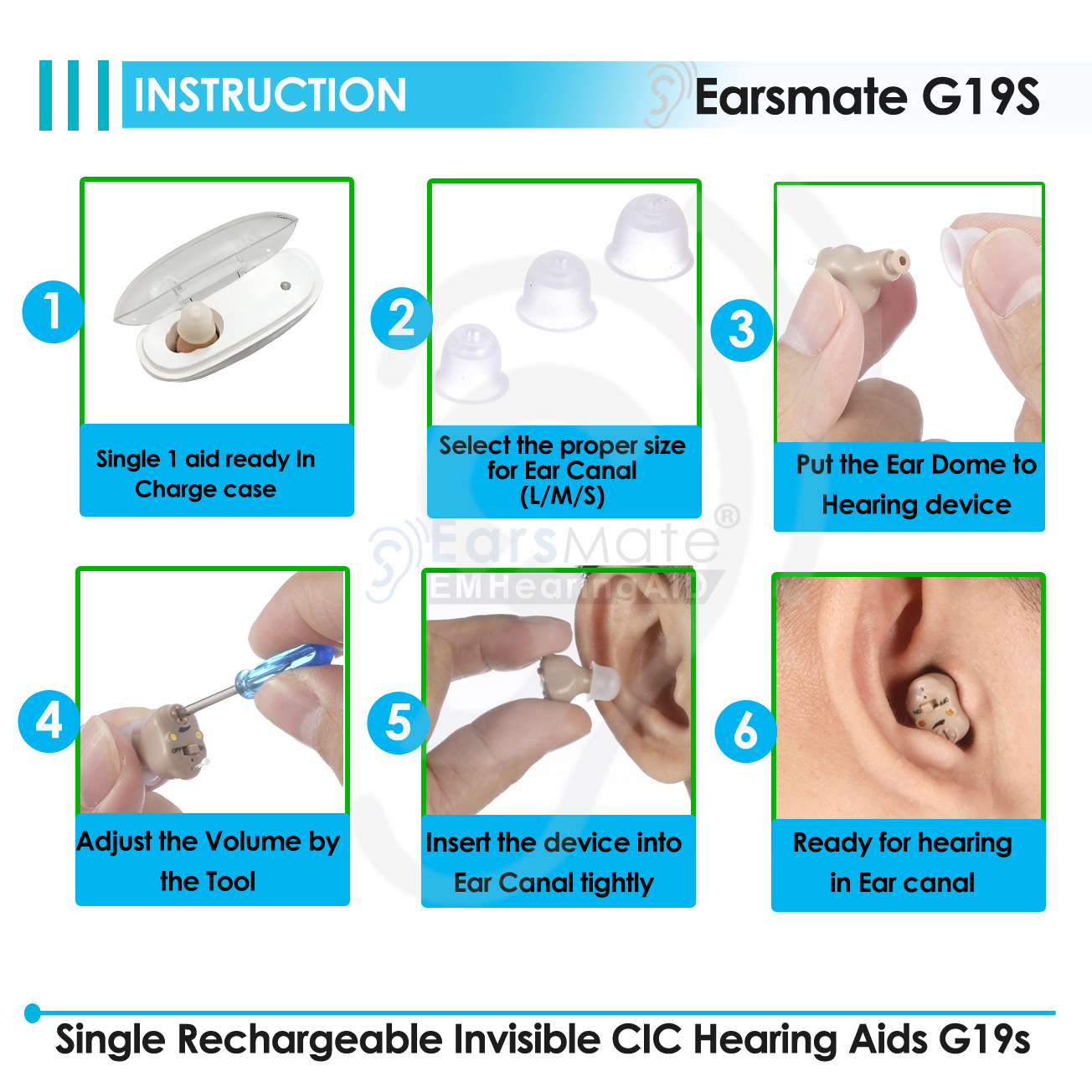 invisible rechargeable hearing aid singe