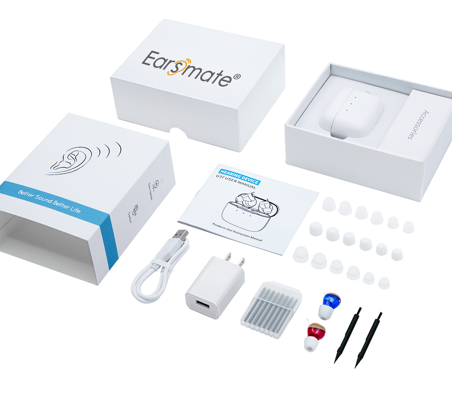 in ear rechargeable hearing aids with volume control