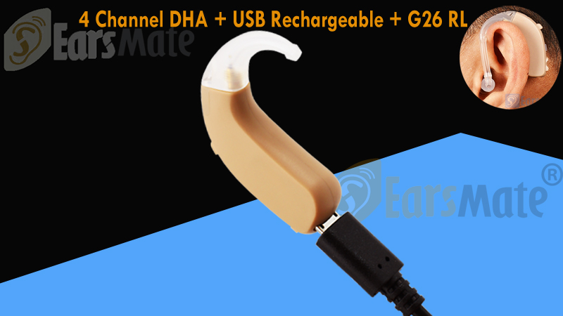 Earsmate Open Fit Mini BTE Rechargeable Digital Hearing Aid G26RL