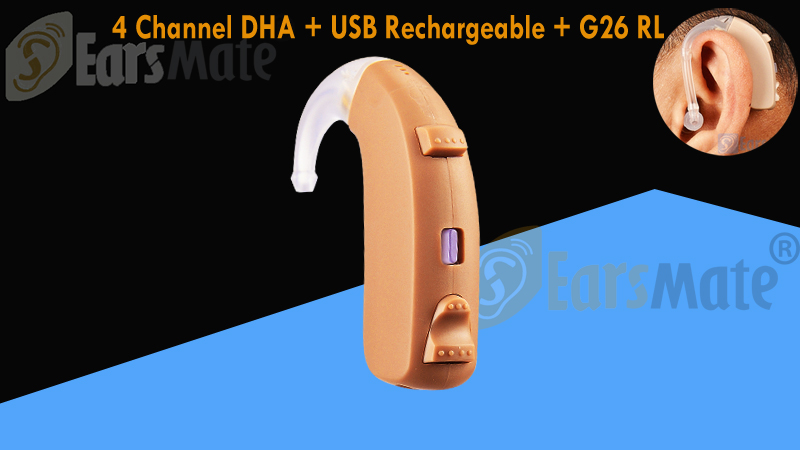 Earsmate Open Fit Mini BTE Rechargeable Digital Hearing Aid G26RL